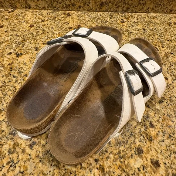 Birkenstock Arizona White Birkoflor Sandals Slides Size 41 US Wmns 10-10.5 Wide - Picture 7 of 11